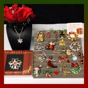 Christmas Xmas brooch pin lot